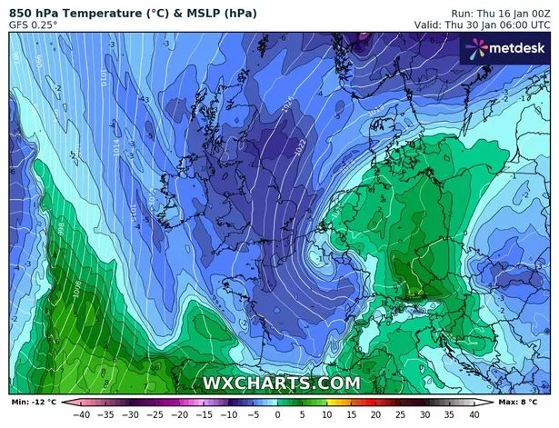 英国雪:新地图变成紫色,因为北极风暴将在几天内混乱回归